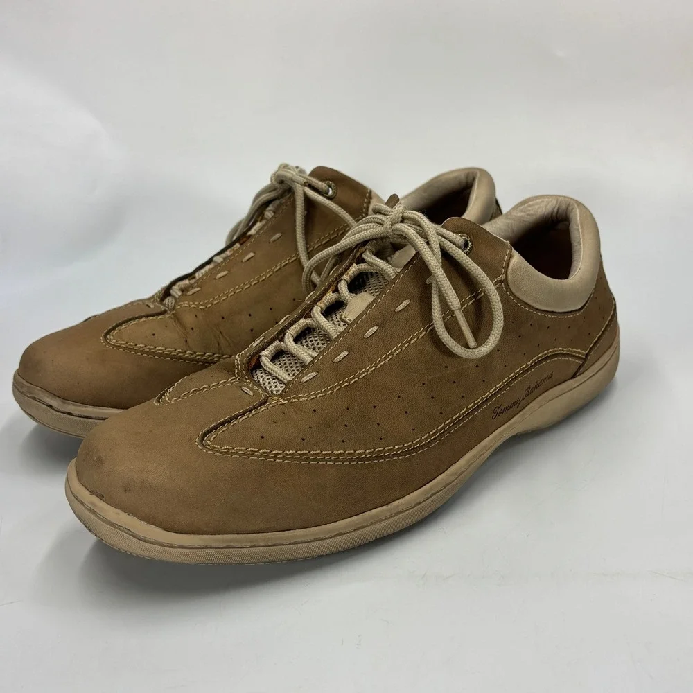 Tommy Bahama Men's 10M TB474 Almond Brown Leather Lace Up Casual Oxford Shoes